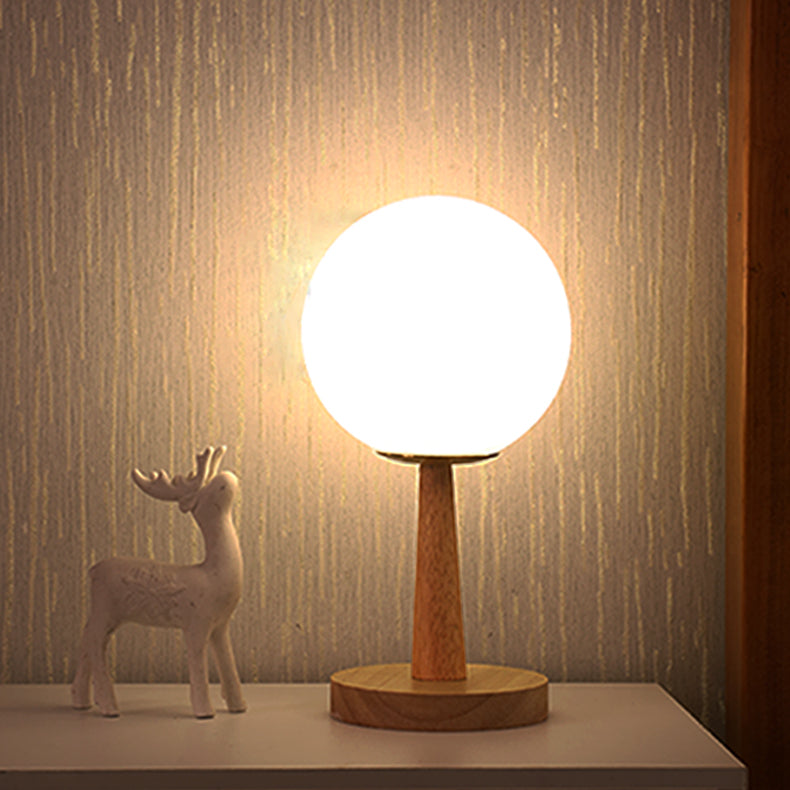 Nordic Style Table Lamp Brown Spherical Table Lamp with Glass for Study Room