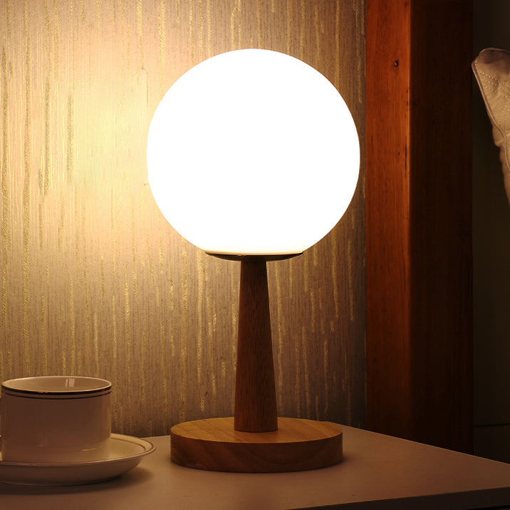 Nordic Style Table Lamp Brown Spherical Table Lamp with Glass for Study Room