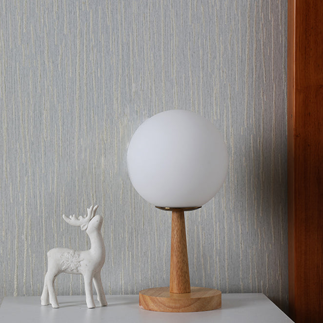 Nordic Style Table Lamp Brown Spherical Table Lamp with Glass for Study Room