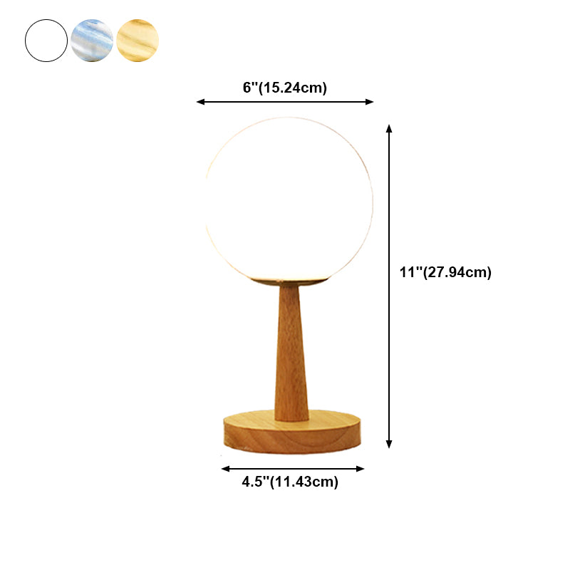Nordic Style Table Lamp Brown Spherical Table Lamp with Glass for Study Room