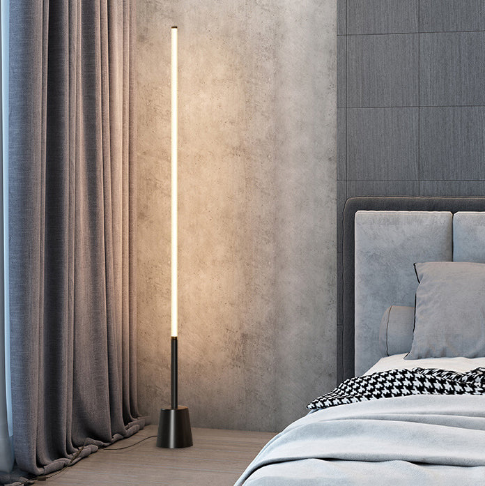 Lineaire LED -vloerlamp eenvoud Acryl bedstoplicht in zwart