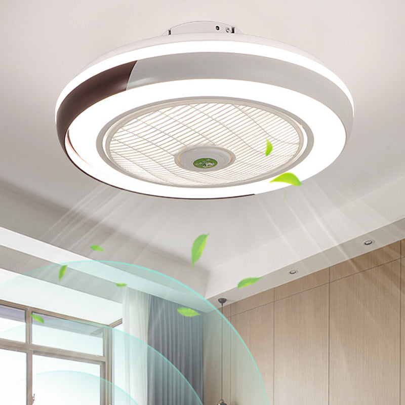 Moderne runde Lüfterleuchte Metall LED Schlafzimmer Halbflush Mount Light