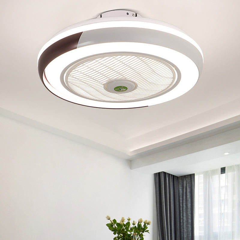 Moderne runde Lüfterleuchte Metall LED Schlafzimmer Halbflush Mount Light