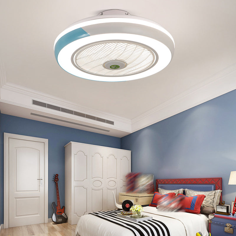 Moderne runde Lüfterleuchte Metall LED Schlafzimmer Halbflush Mount Light