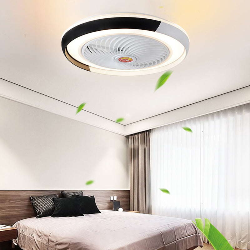 Moderne runde Lüfterleuchte Metall LED Schlafzimmer Halbflush Mount Light