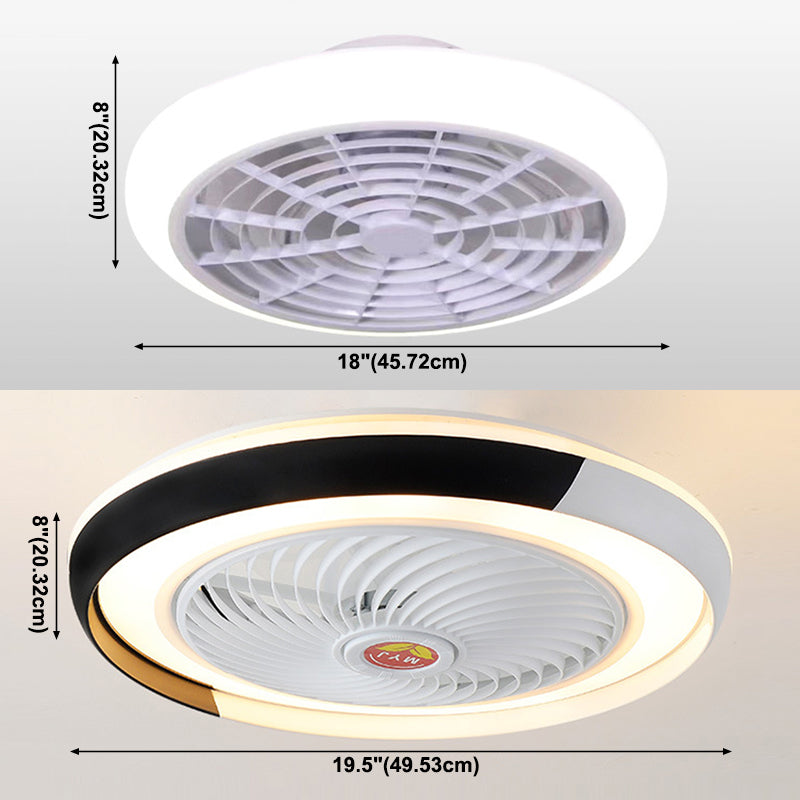 Moderne runde Lüfterleuchte Metall LED Schlafzimmer Halbflush Mount Light