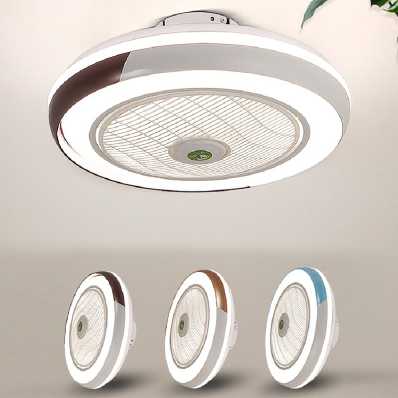 Moderne runde Lüfterleuchte Metall LED Schlafzimmer Halbflush Mount Light