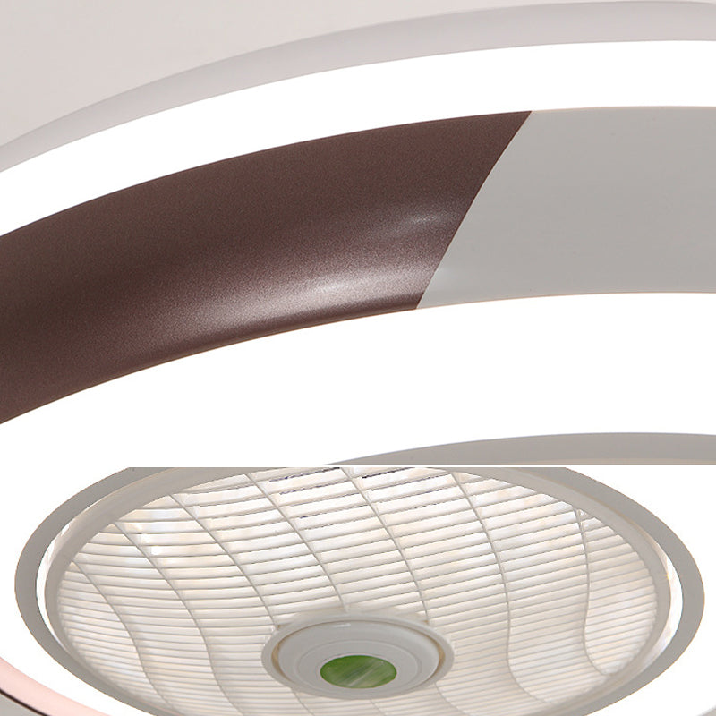 Moderne runde Lüfterleuchte Metall LED Schlafzimmer Halbflush Mount Light