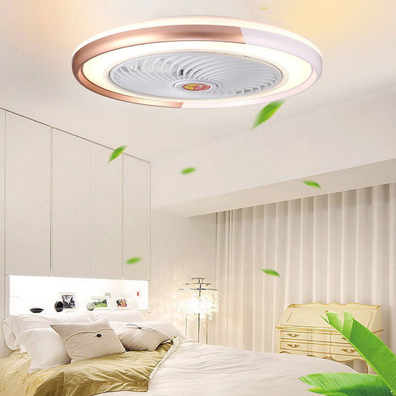 Moderne runde Lüfterleuchte Metall LED Schlafzimmer Halbflush Mount Light
