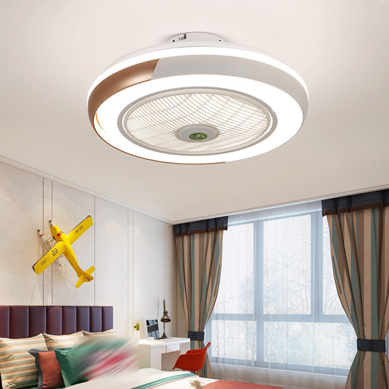 Moderne runde Lüfterleuchte Metall LED Schlafzimmer Halbflush Mount Light