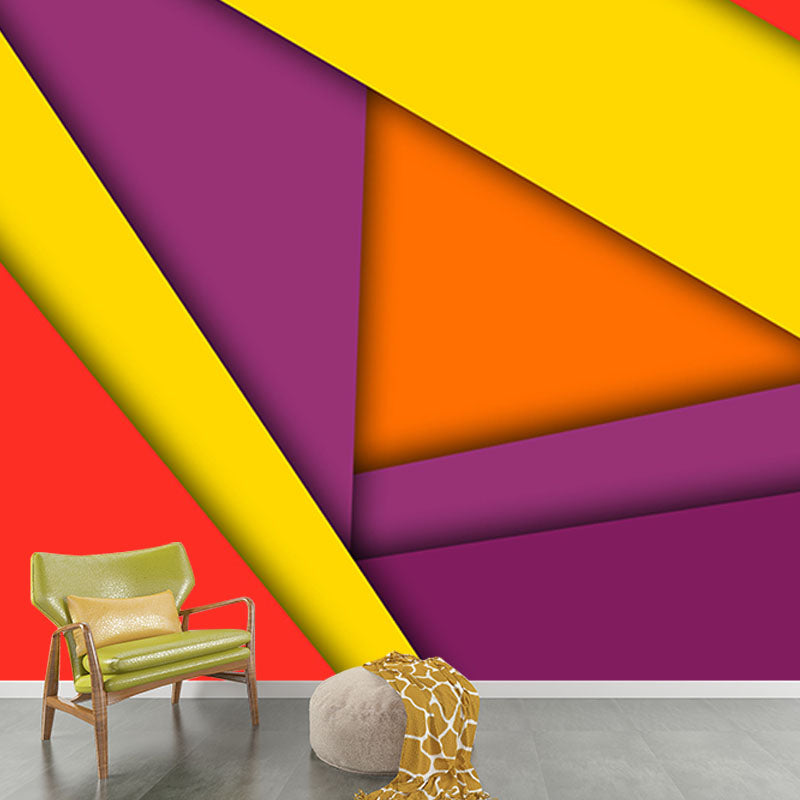 Vivid Geometry Illustration Mural Wallpaper Environment Friendly Living Room Wall Mural