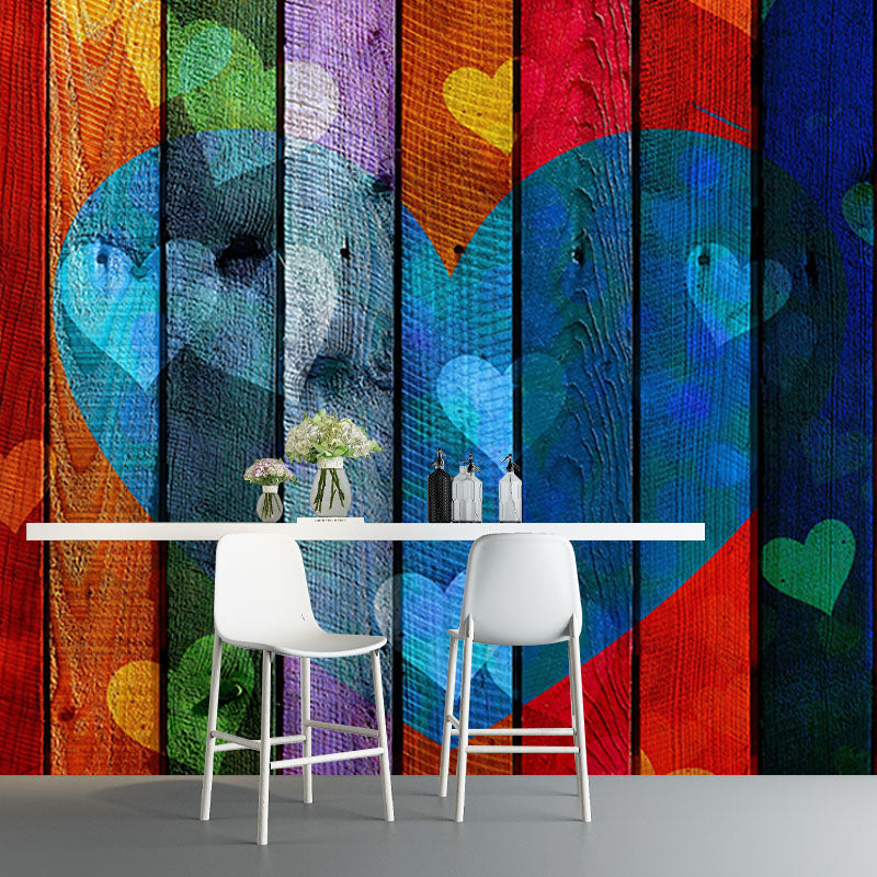 Washable Stain Resistant Wall Mural Wallpaper Wood Grain Sitting Room Wall Mural