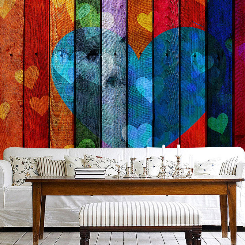 Washable Stain Resistant Wall Mural Wallpaper Wood Grain Sitting Room Wall Mural