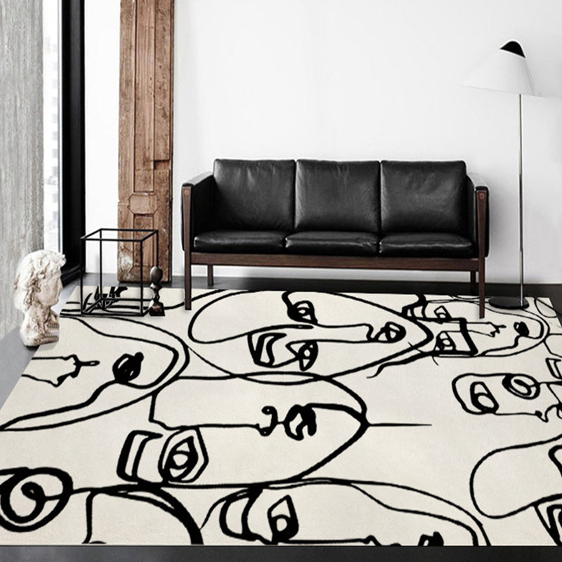 Abstrakter Mann Zeichnung Linie Teppichpolyester Teppich Färbung Resistent Anti-Schlupfteppich für Raum