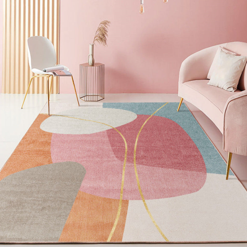 Farbblock Geometrischer Teppichbereich Teppich Polyster Haustierfreundlich Easy Care Area Teppich