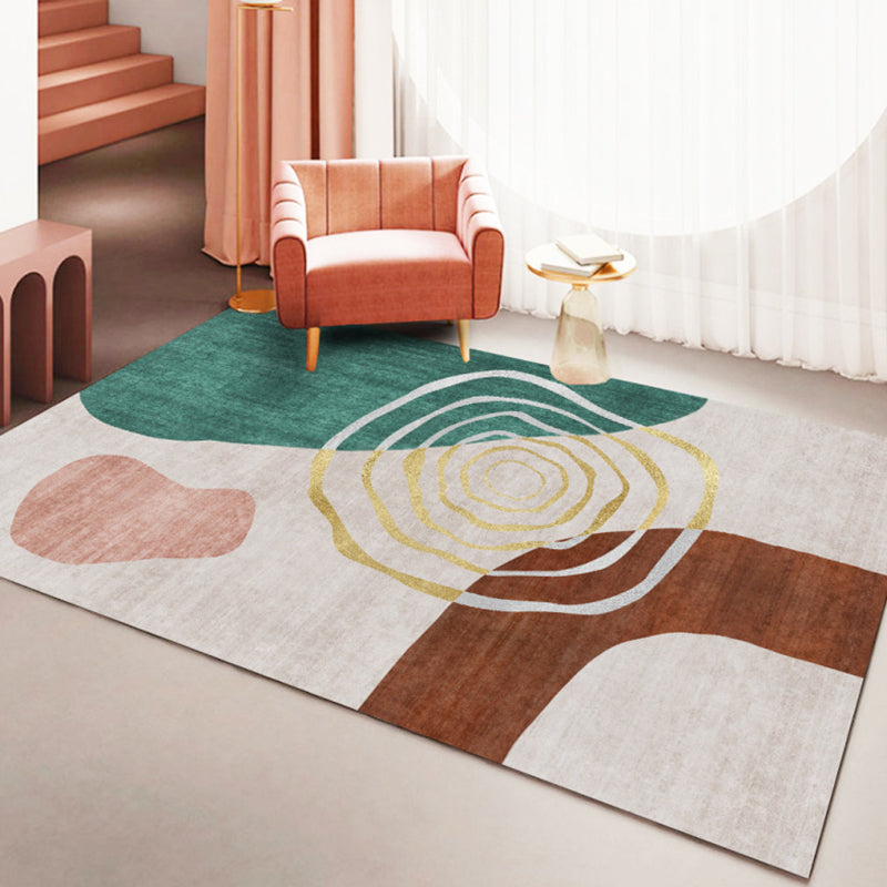Farbblock Geometrischer Teppichbereich Teppich Polyster Haustierfreundlich Easy Care Area Teppich