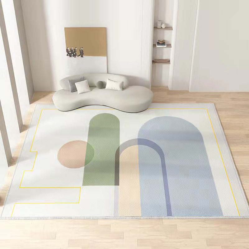 Blend Color Block Rug Indoor Rug Anti-Slip Washable Easy Care Area Carpet for Bedroom
