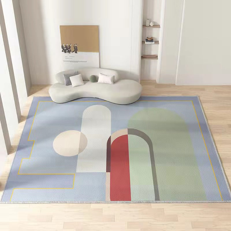Blend Color Block Rug Indoor Rug Anti-Slip Washable Easy Care Area Carpet for Bedroom