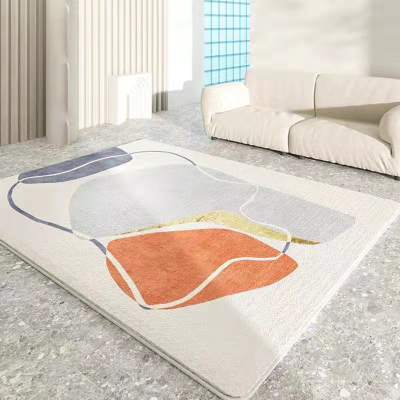 Rapis nordique beige Bloc de couleur polyester tapis lavable intérieur pour décoration domestique