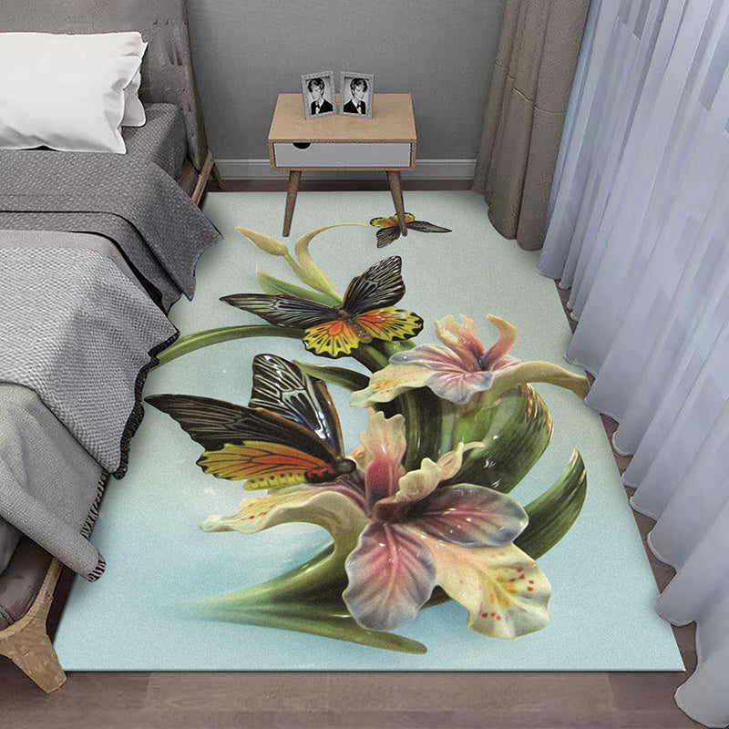 Contemporary Plant Rug Area Carpet Anti-Slip Washable Rug for Living Room