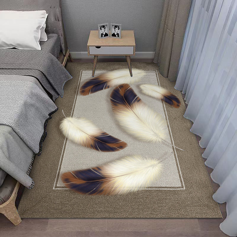 Contemporary Plant Rug Area Carpet Anti-Slip Washable Rug for Living Room