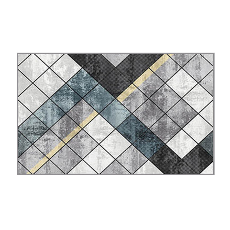 Gray Pattern Rug Polyester Simple Indoor Rug Non-Slip Backing Rug for Home Decor