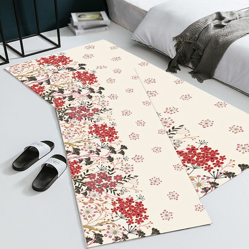 Green Simple Rug Polyester Plant Indoor Rug Stain Resistant Rug for Living Room