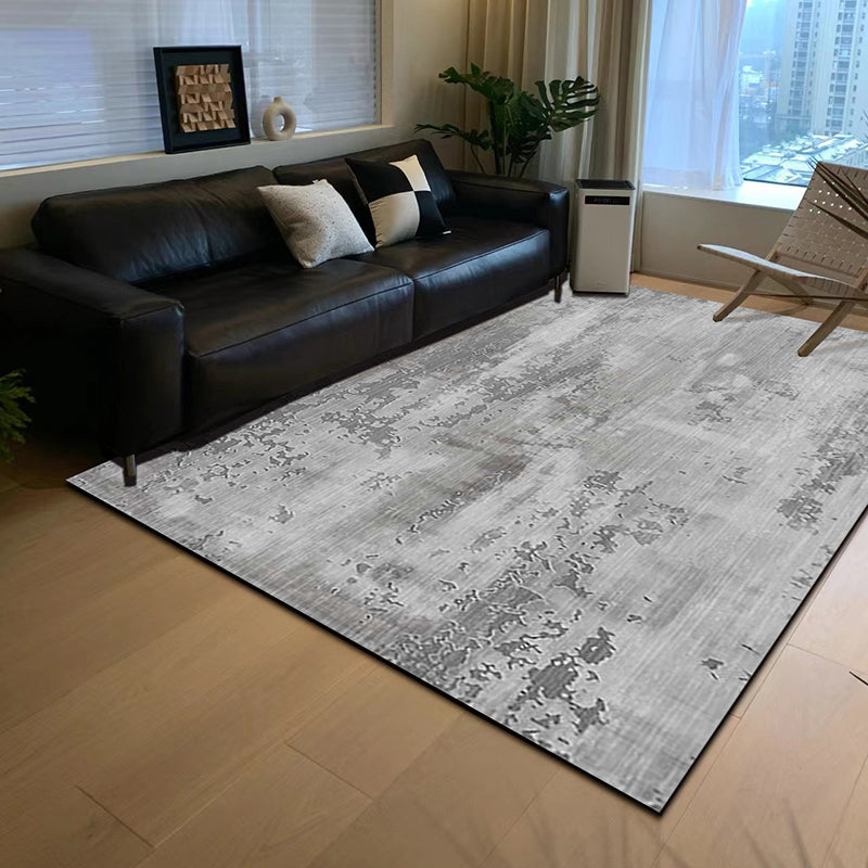 Pale Grey Graphic Rug Polyester Modern Rug Washable Rug for Living Room