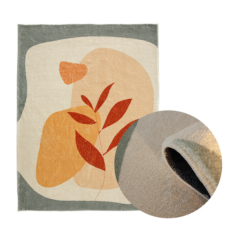 Orange Modern Rug Polyester Color Piece Area Rug Washable Rug for Living Room