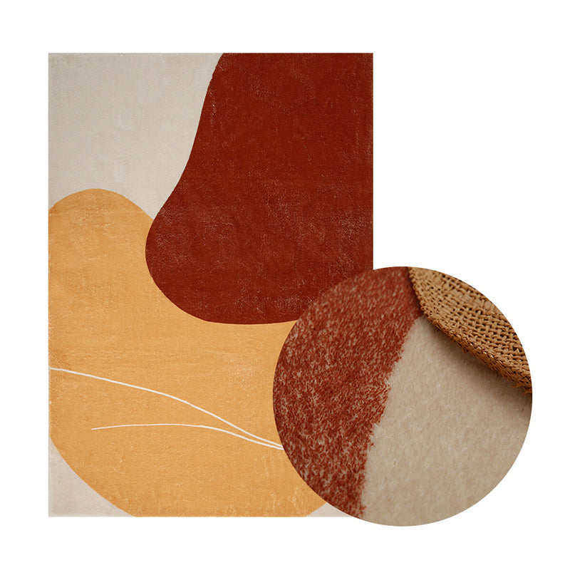 Orange Modern Rug Polyester Color Piece Area Rug Washable Rug for Living Room