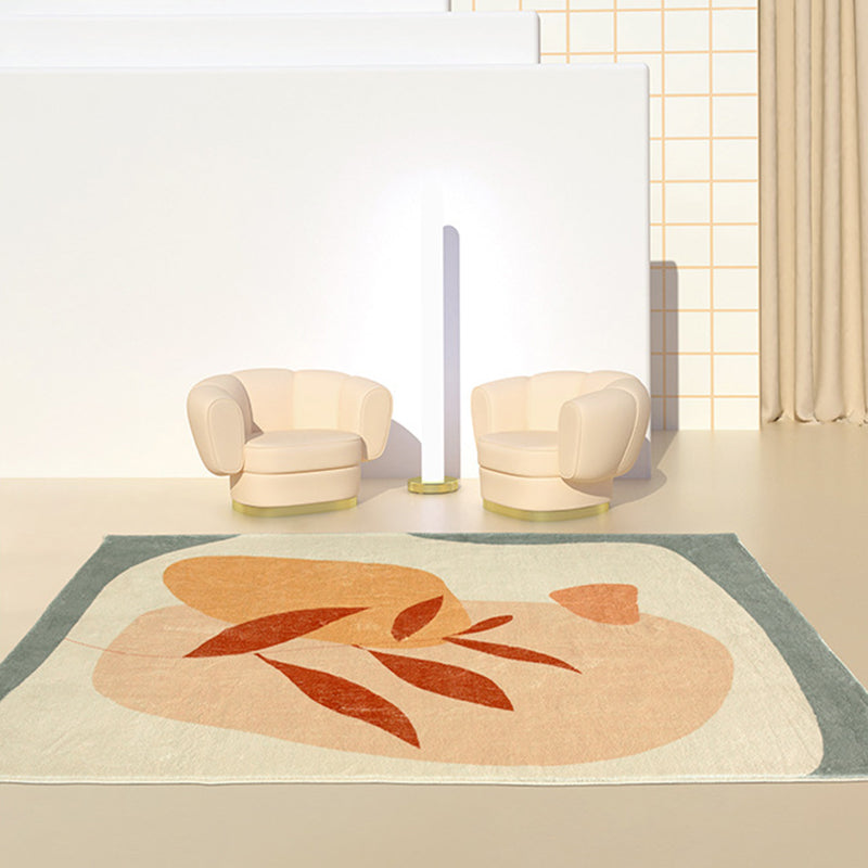 Orange Modern Rug Polyester Color Piece Area Rug Washable Rug for Living Room