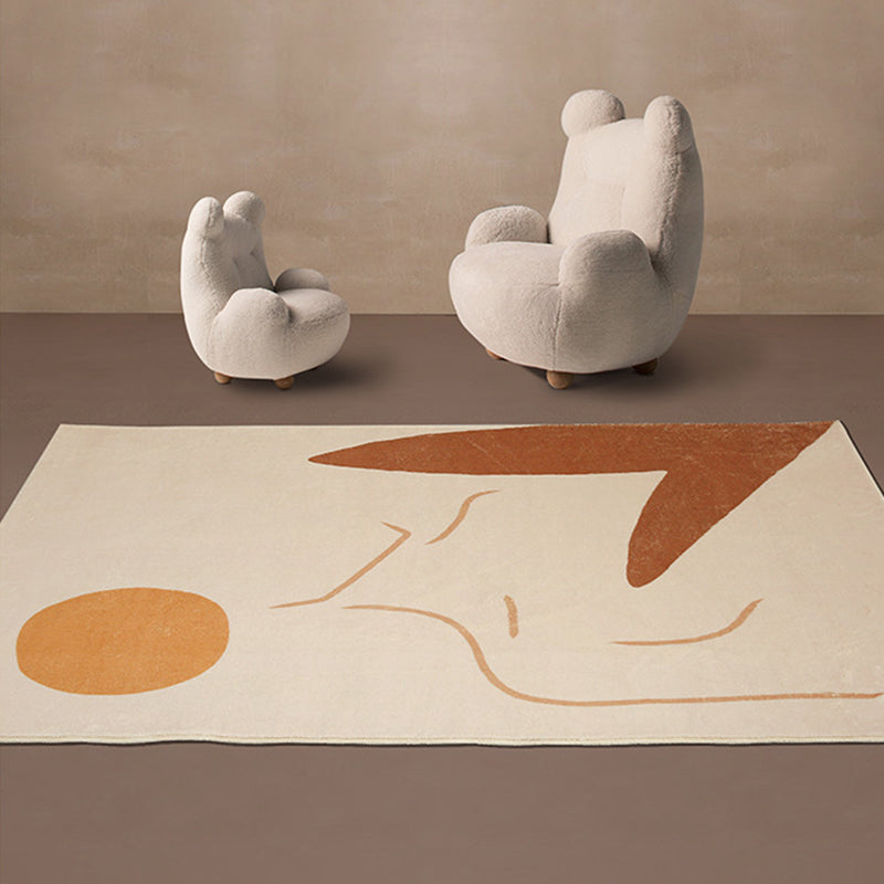 Orange Modern Rug Polyester Color Piece Area Rug Washable Rug for Living Room