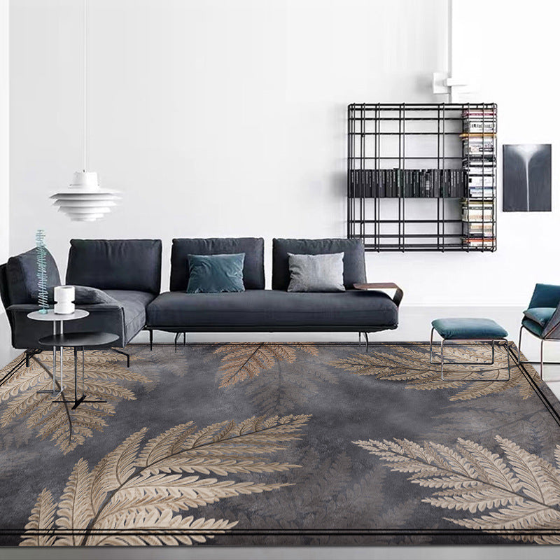 Gray Moden Rug Polyester Geometry Rug Washable Rug for Living Room