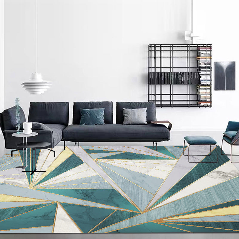 Gray Moden Rug Polyester Geometry Rug Washable Rug for Living Room