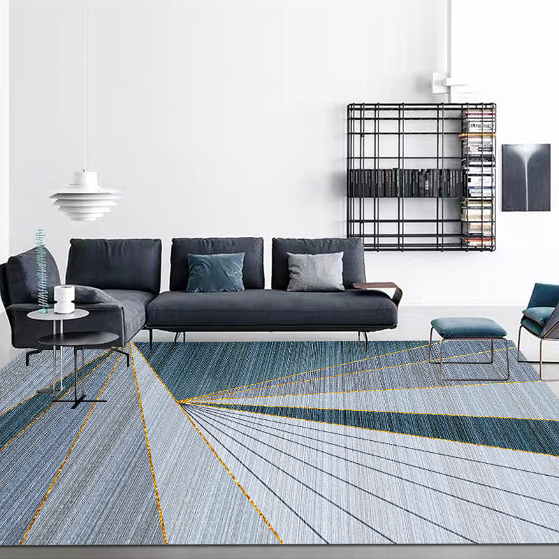 Gray Moden Rug Polyester Geometry Rug Washable Rug for Living Room