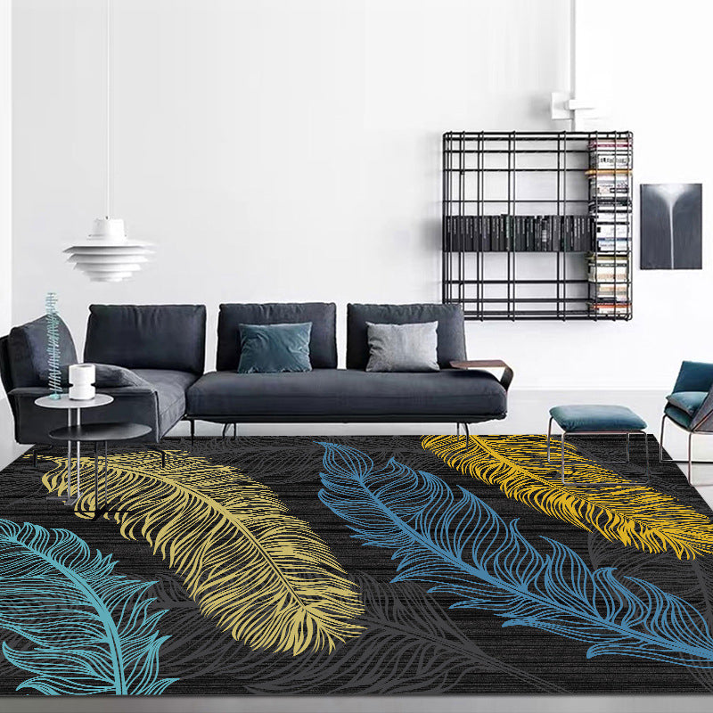 Gray Moden Rug Polyester Geometry Rug Washable Rug for Living Room