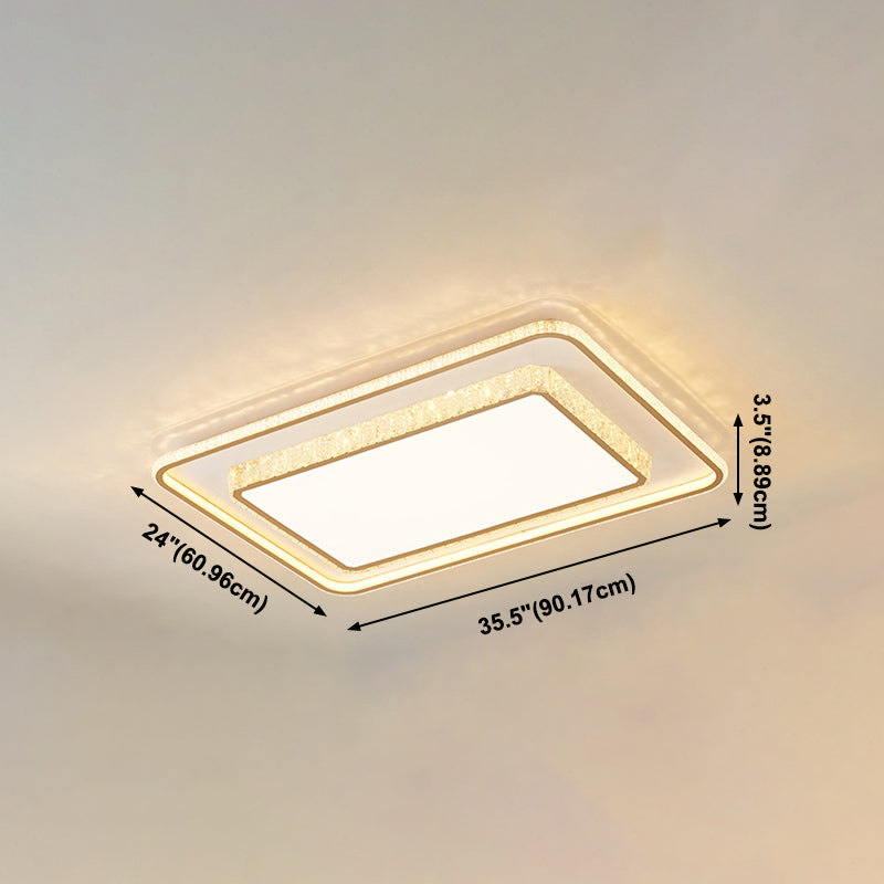 Geometry Shape Crystal Ceiling Lamp Modern Style Stainless Steel 2 Lights Flush Mount for Bedroom