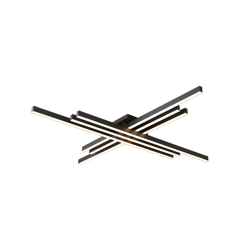 Plafoniera a LED nera in acrilico con montaggio a incasso lineare in alluminio in stile moderno e conciso per camera da letto