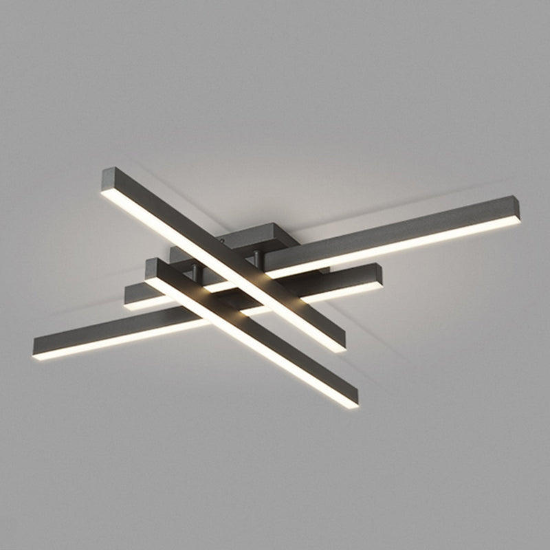 Luz de techo LED negra acrílica en soporte empotrado lineal de aluminio de estilo conciso moderno para dormitorio