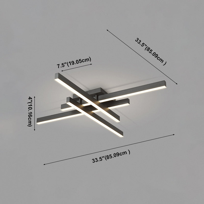 Luz de techo LED negra acrílica en soporte empotrado lineal de aluminio de estilo conciso moderno para dormitorio