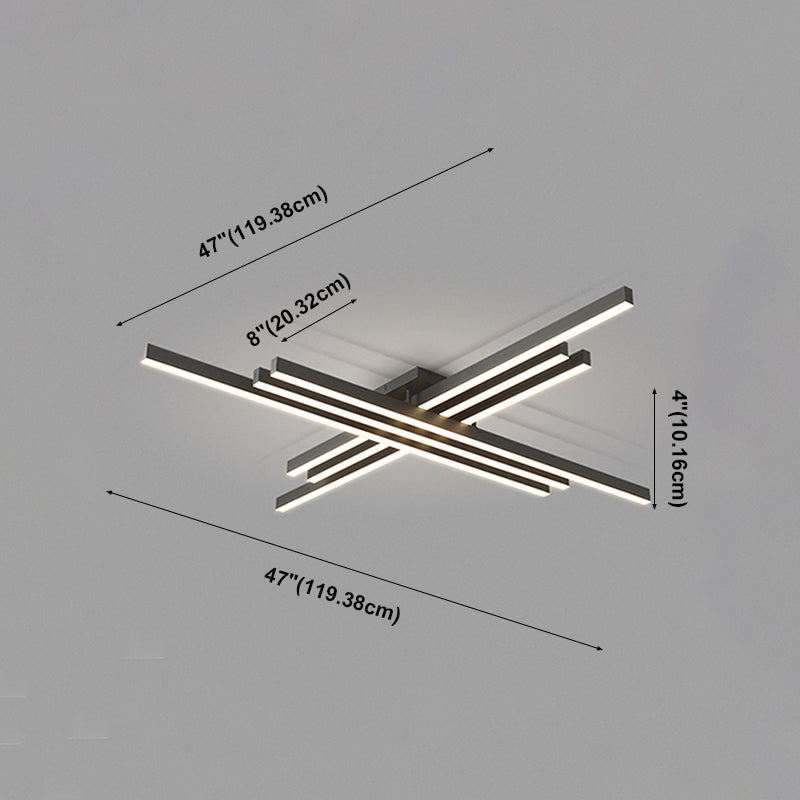 Luz de techo LED negra acrílica en soporte empotrado lineal de aluminio de estilo conciso moderno para dormitorio