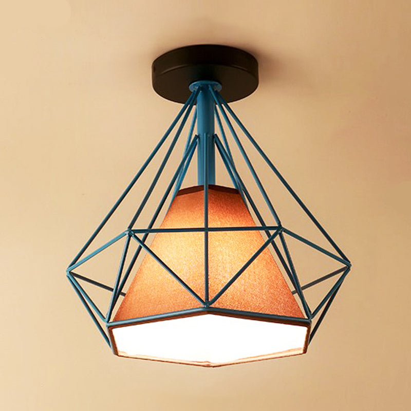 Industrial Flush Light Fixtures Diamond Metal 1 Light Flush Mount Lamps