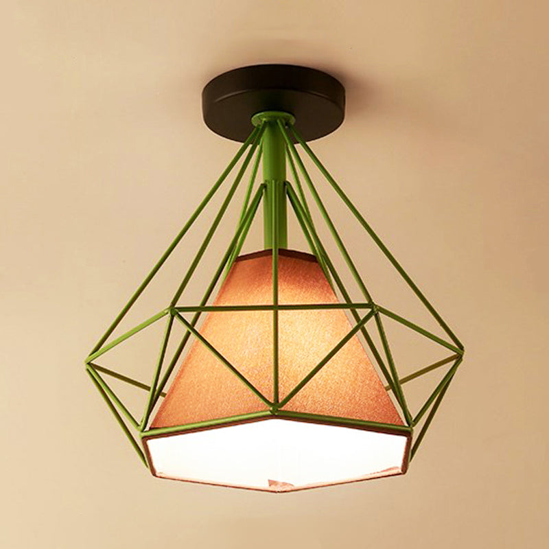 Industrial Flush Light Fixtures Diamond Metal 1 Light Flush Mount Lamps