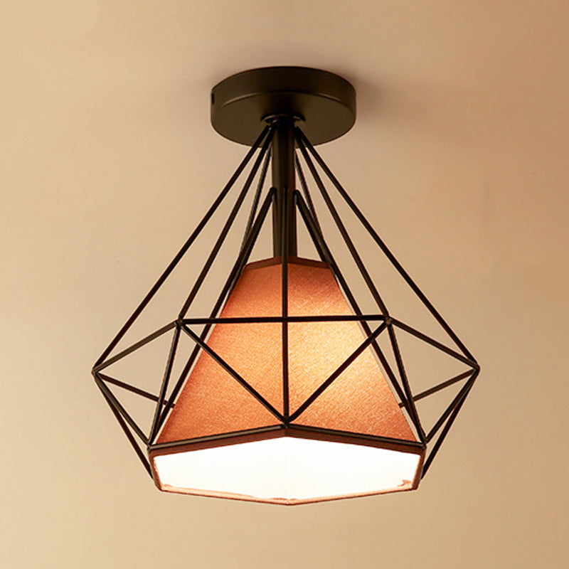 Industrial Flush Light Fixtures Diamond Metal 1 Light Flush Mount Lamps