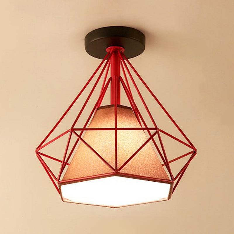 Industrial Flush Light Fixtures Diamond Metal 1 Light Flush Mount Lamps