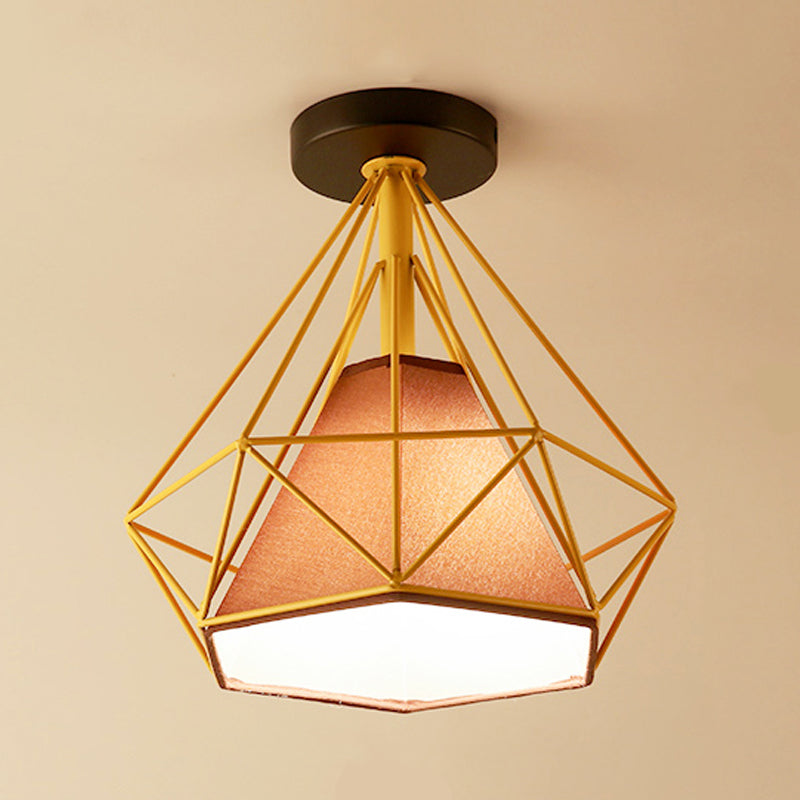 Industrial Flush Light Fixtures Diamond Metal 1 Light Flush Mount Lamps