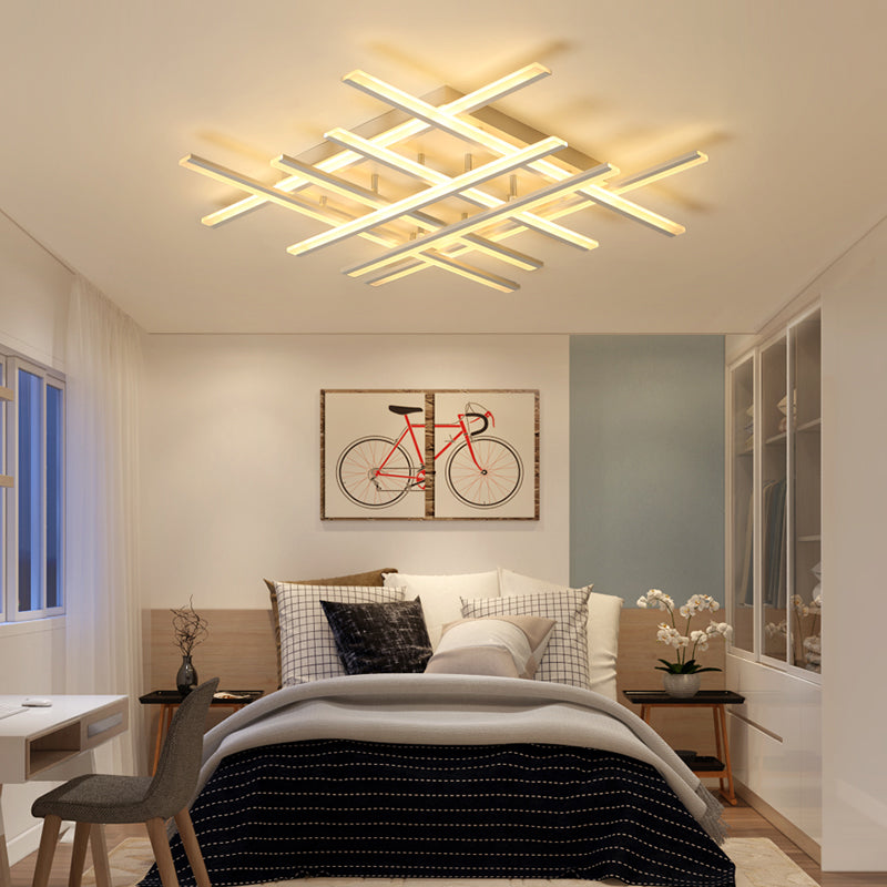 Plafonnier LED en forme de ligne, montage encastré en fer moderne pour chambre à coucher et salon