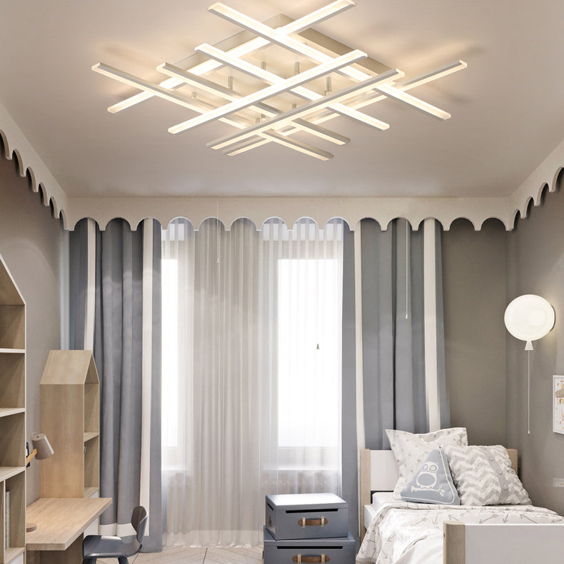 Plafonnier LED en forme de ligne, montage encastré en fer moderne pour chambre à coucher et salon