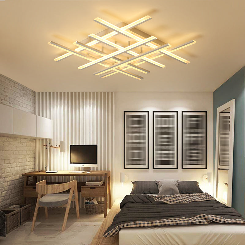 Plafonnier LED en forme de ligne, montage encastré en fer moderne pour chambre à coucher et salon