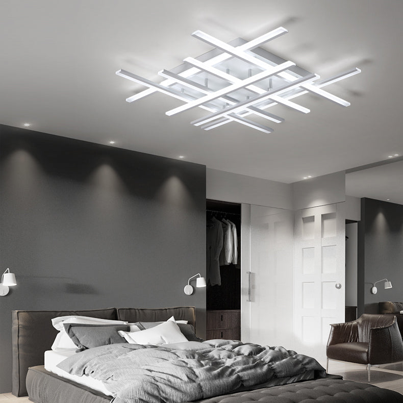 Plafonnier LED en forme de ligne, montage encastré en fer moderne pour chambre à coucher et salon